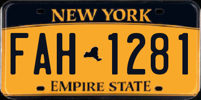 NY license plate FAH1281