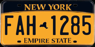 NY license plate FAH1285