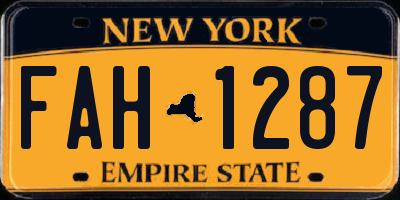 NY license plate FAH1287