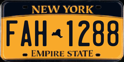NY license plate FAH1288
