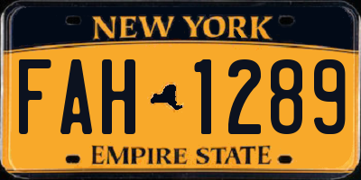 NY license plate FAH1289