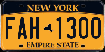 NY license plate FAH1300