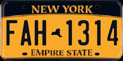 NY license plate FAH1314