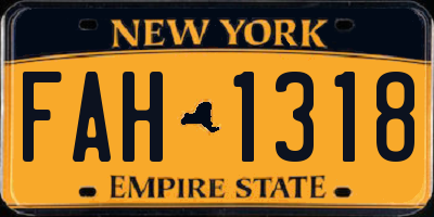 NY license plate FAH1318