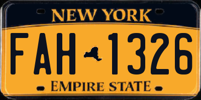 NY license plate FAH1326