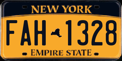 NY license plate FAH1328