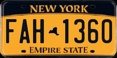 NY license plate FAH1360