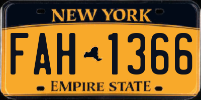 NY license plate FAH1366