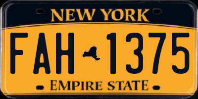 NY license plate FAH1375