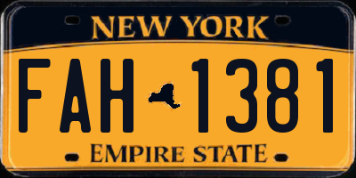 NY license plate FAH1381