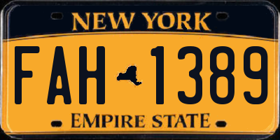 NY license plate FAH1389