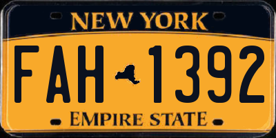 NY license plate FAH1392