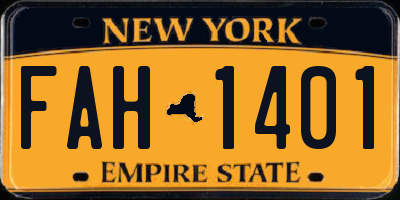 NY license plate FAH1401