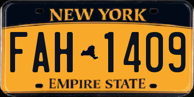 NY license plate FAH1409