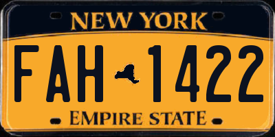 NY license plate FAH1422