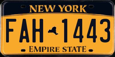 NY license plate FAH1443