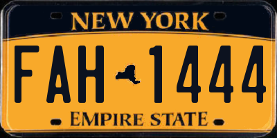NY license plate FAH1444