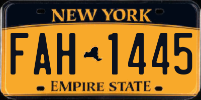 NY license plate FAH1445