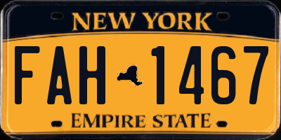 NY license plate FAH1467