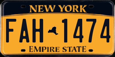 NY license plate FAH1474