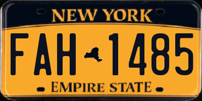 NY license plate FAH1485