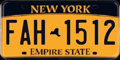 NY license plate FAH1512