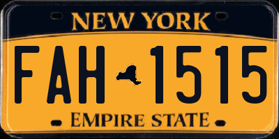 NY license plate FAH1515