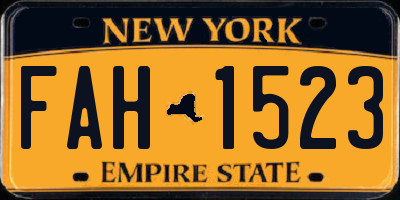 NY license plate FAH1523