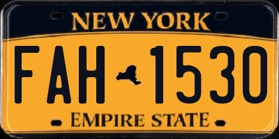 NY license plate FAH1530