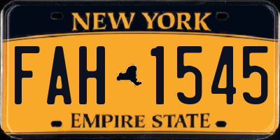 NY license plate FAH1545