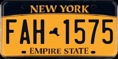 NY license plate FAH1575