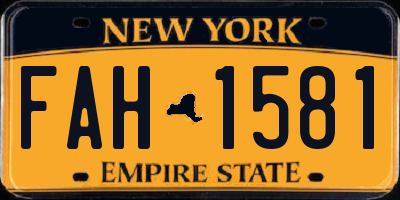 NY license plate FAH1581