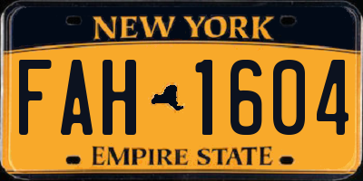 NY license plate FAH1604