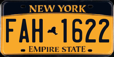NY license plate FAH1622
