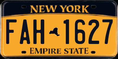 NY license plate FAH1627