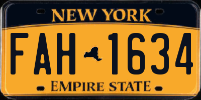 NY license plate FAH1634