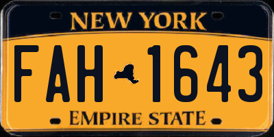 NY license plate FAH1643