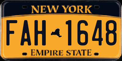 NY license plate FAH1648