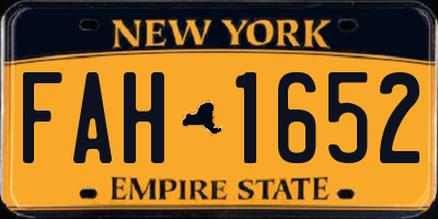 NY license plate FAH1652