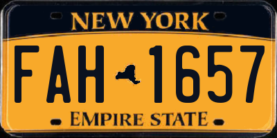 NY license plate FAH1657