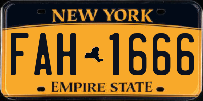 NY license plate FAH1666