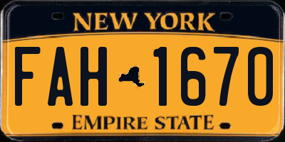 NY license plate FAH1670