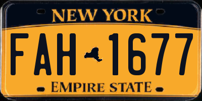 NY license plate FAH1677