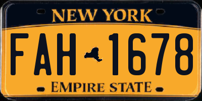 NY license plate FAH1678