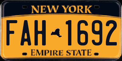 NY license plate FAH1692