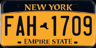 NY license plate FAH1709