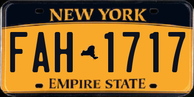 NY license plate FAH1717