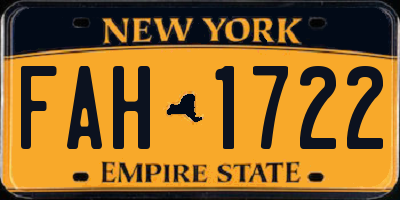 NY license plate FAH1722