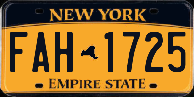 NY license plate FAH1725