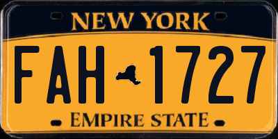 NY license plate FAH1727